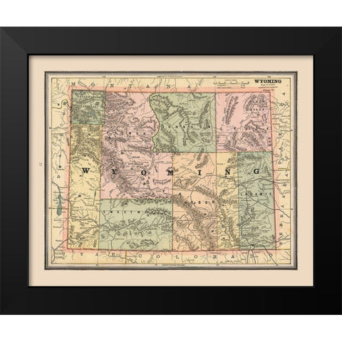 Wyoming, United States - Cram 1888 Black Modern Wood Framed Art Print by Cram