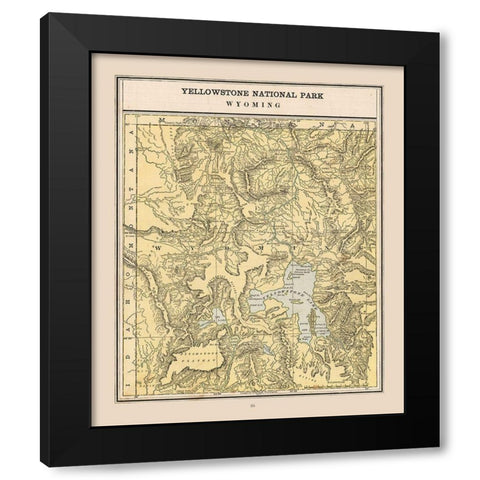 Yellowstone National Park - Cram 1888 Black Modern Wood Framed Art Print with Double Matting by Cram