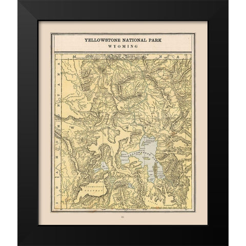 Yellowstone National Park - Cram 1888 Black Modern Wood Framed Art Print by Cram