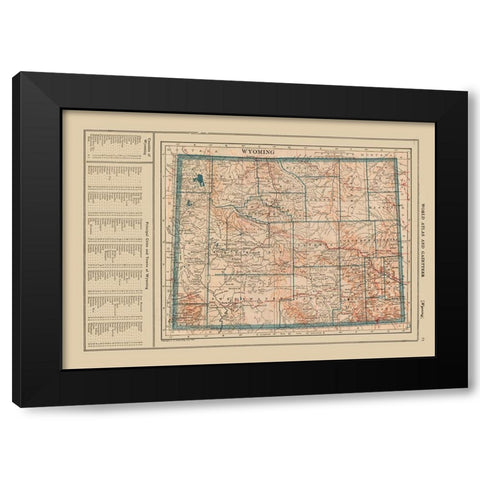 Wyoming - Poates 1921 Black Modern Wood Framed Art Print with Double Matting by Poates
