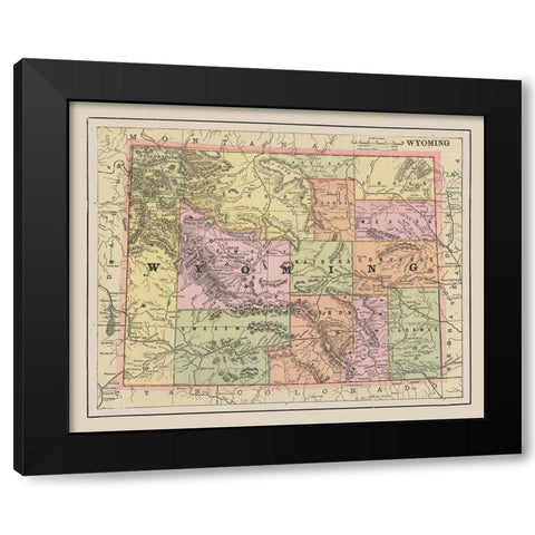 Wyoming - Cram 1892 Black Modern Wood Framed Art Print with Double Matting by Cram
