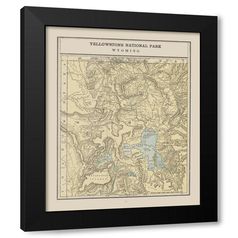 Yellowstone Park - Cram 1892 Black Modern Wood Framed Art Print with Double Matting by Cram