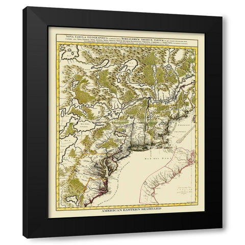 American Eastern Seaboard - 1730 Black Modern Wood Framed Art Print by Unknown