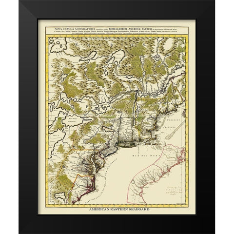 American Eastern Seaboard - 1730 Black Modern Wood Framed Art Print by Unknown