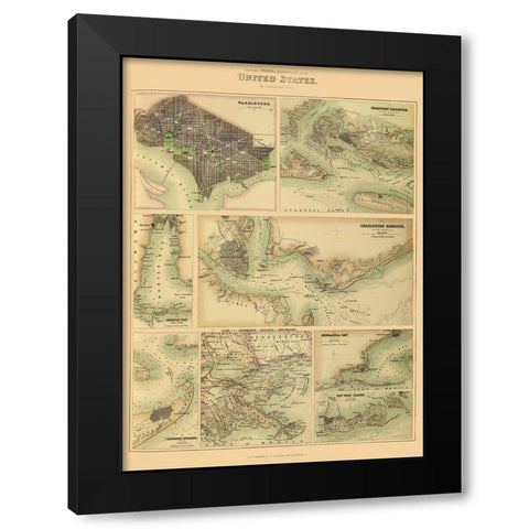 Southern Ports and Harbours In United States 1872 Black Modern Wood Framed Art Print with Double Matting by Fullerton