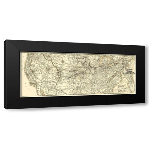 Chicago, Kansas and Nebraska Railroad 1888 Black Modern Wood Framed Art Print by Matthews