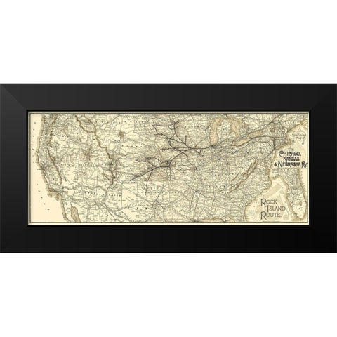 Chicago, Kansas and Nebraska Railroad 1888 Black Modern Wood Framed Art Print by Matthews