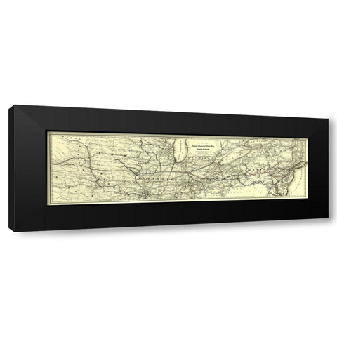Iowa and Missouri State Line Railroad 1868 Black Modern Wood Framed Art Print with Double Matting by Colton
