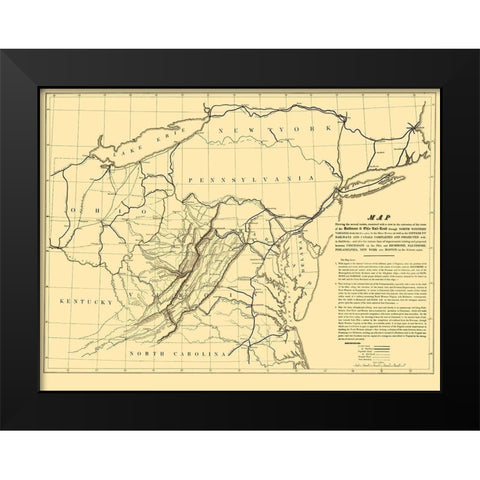 Baltimore and Ohio Railroad - Colton 1840 Black Modern Wood Framed Art Print by Colton
