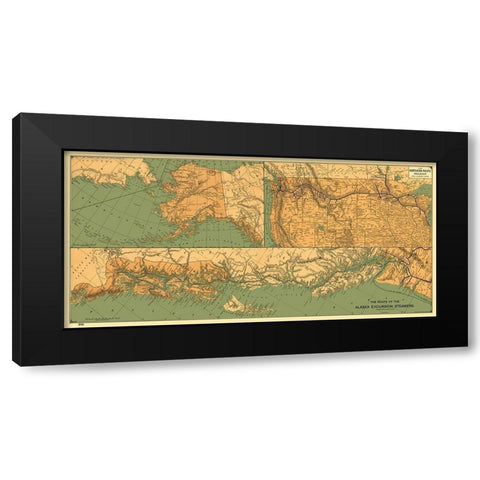 Alaska Excursion Steamers, Northern Pacific 1891 Black Modern Wood Framed Art Print by Poole