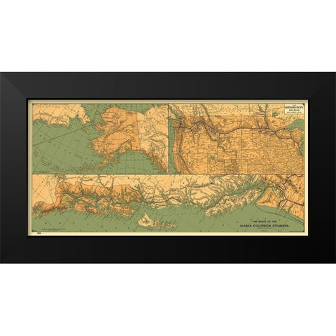 Alaska Excursion Steamers, Northern Pacific 1891 Black Modern Wood Framed Art Print by Poole