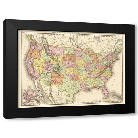 United States of America - Rand McNally 1897 Black Modern Wood Framed Art Print by Rand McNally
