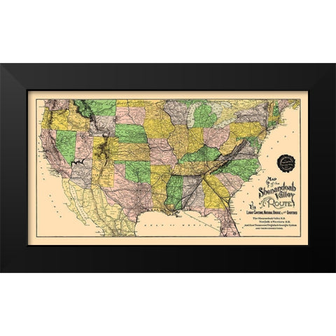Shenandoah Valley Route - Matthews 1890 Black Modern Wood Framed Art Print by Matthews