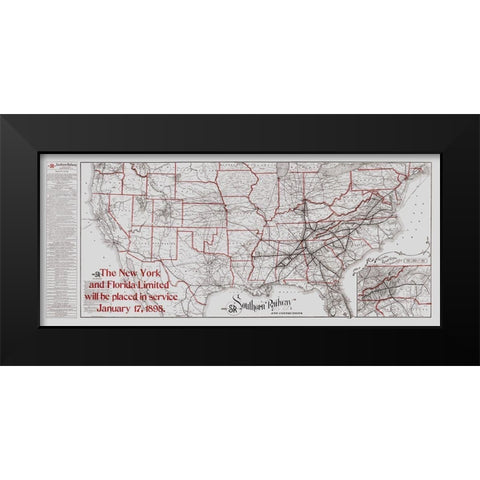 Southern Railway - Matthews 1897 Black Modern Wood Framed Art Print by Matthews