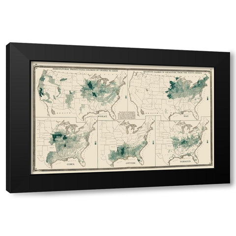 US Agriculture Production - Baskin 1876 Black Modern Wood Framed Art Print with Double Matting by Baskin