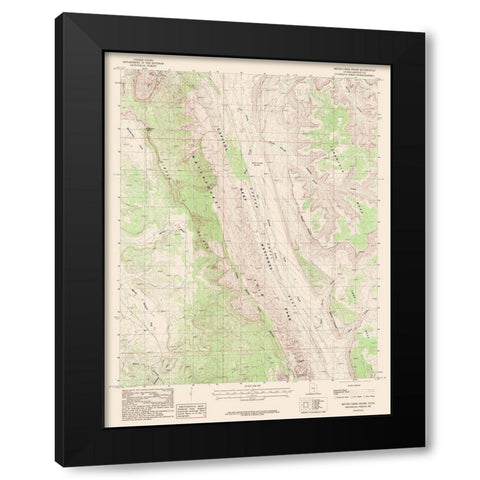 Bitter Creek Divide Utah Quad - USGS 1987 Black Modern Wood Framed Art Print by USGS