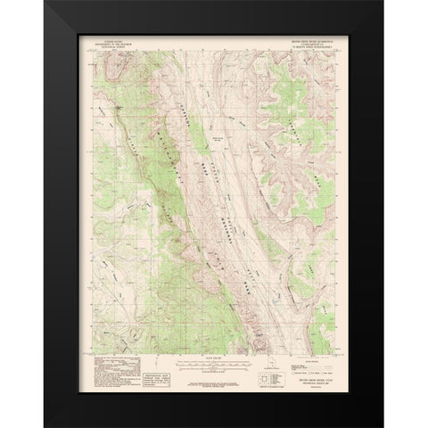 Bitter Creek Divide Utah Quad - USGS 1987 Black Modern Wood Framed Art Print by USGS