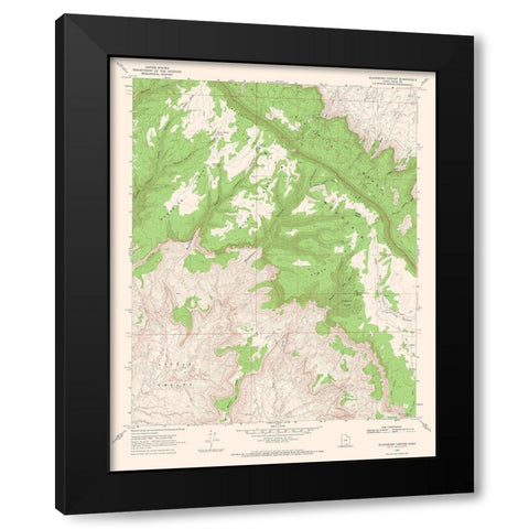 Blackburn Canyon Utah Quad - USGS 1968 Black Modern Wood Framed Art Print by USGS