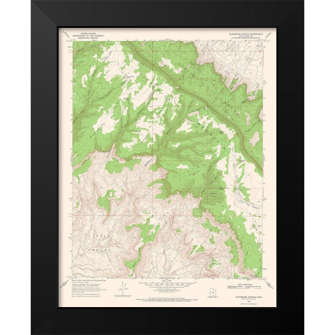 Blackburn Canyon Utah Quad - USGS 1968 Black Modern Wood Framed Art Print by USGS