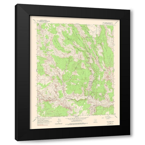 Calf Creek Utah Quad - USGS 1964 Black Modern Wood Framed Art Print with Double Matting by USGS