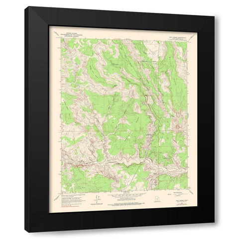 Calf Creek Utah Quad - USGS 1964 Black Modern Wood Framed Art Print by USGS