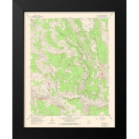 Calf Creek Utah Quad - USGS 1964 Black Modern Wood Framed Art Print by USGS