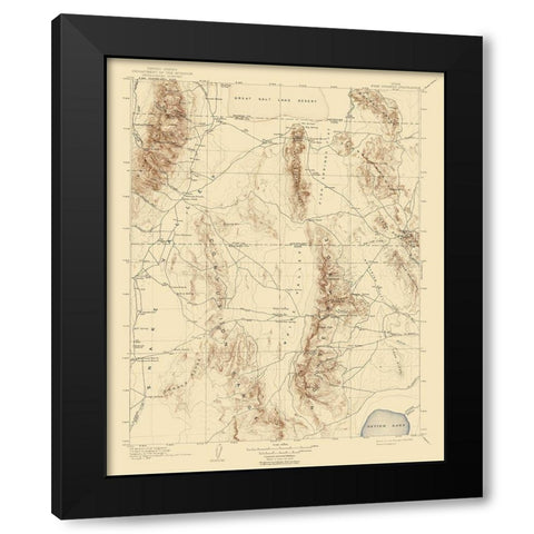 Fish Springs Utah Quad - USGS 1910 Black Modern Wood Framed Art Print with Double Matting by USGS