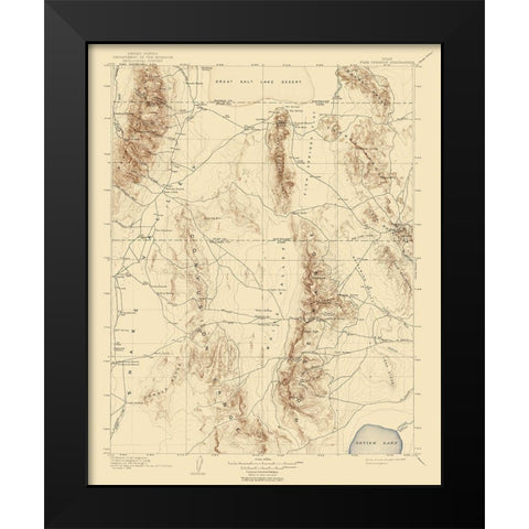 Fish Springs Utah Quad - USGS 1910 Black Modern Wood Framed Art Print by USGS