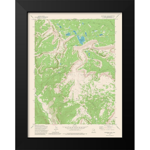 Grandaddy Lake Utah Quad - USGS 1972 Black Modern Wood Framed Art Print by USGS