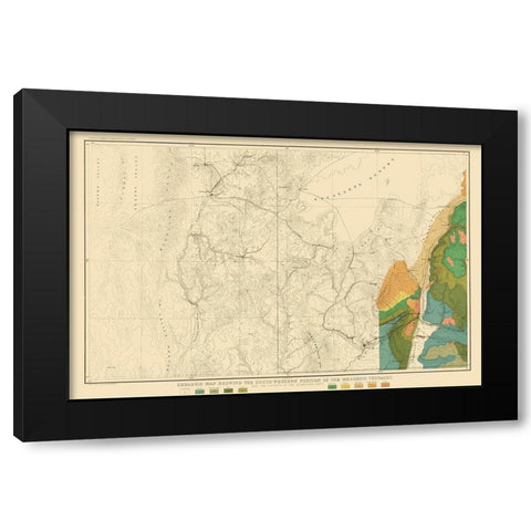 Mesozoic Terraces South Western Portion - USGS Black Modern Wood Framed Art Print with Double Matting by USGS