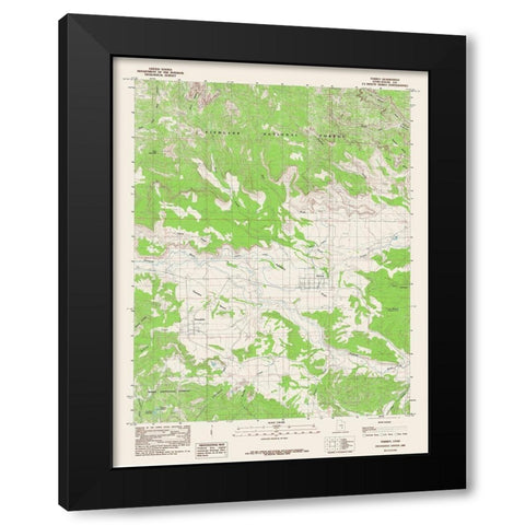 Torrey Utah Quad - USGS 1985 Black Modern Wood Framed Art Print by USGS