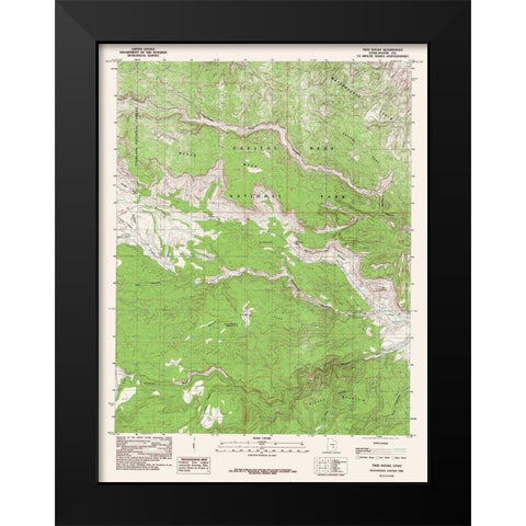 Twin Rocks Utah Quad - USGS 1985 Black Modern Wood Framed Art Print by USGS