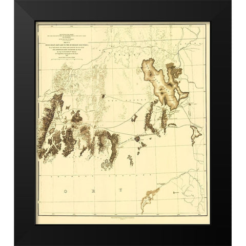 Utah Railroad Survey, Map 2 - Siebert 1855 Black Modern Wood Framed Art Print by Siebert