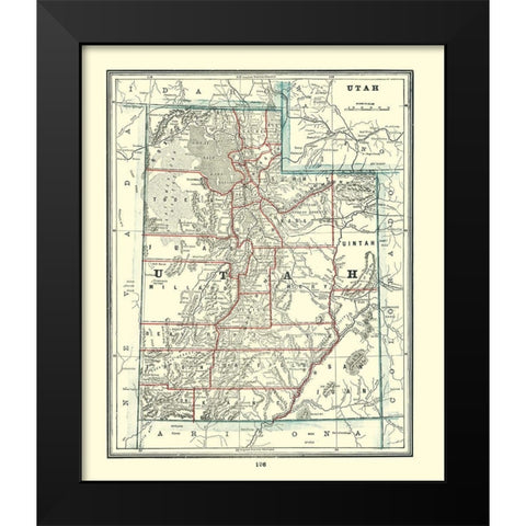 Utah - Rathbun 1893 Black Modern Wood Framed Art Print by Rathbun