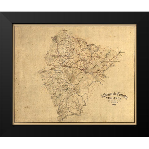 Albemarle County Virginia - Hotchkifs 1867 Black Modern Wood Framed Art Print by Hotchkifs