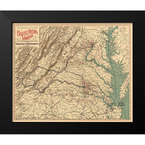 Battle Fields Virginia - 1891 Black Modern Wood Framed Art Print by Unknown