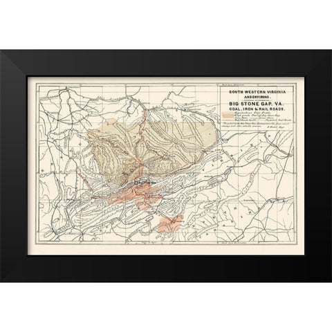 South Western Virginia - Nader 1892 Black Modern Wood Framed Art Print by Nader