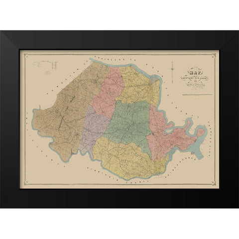 Chersterfield County Virginia - LaGrade 1888  Black Modern Wood Framed Art Print by La Prade