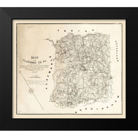 Fluvanna County Virginia - Cassell 1863 Black Modern Wood Framed Art Print by Cassell