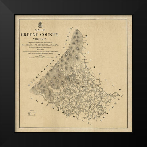 Greene County Virginia - Hotchkiss 1875 Black Modern Wood Framed Art Print by Hotchkiss