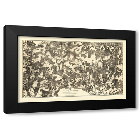 Jetersville Salilors Creek Virginia - Michler 1864 Black Modern Wood Framed Art Print with Double Matting by Michler