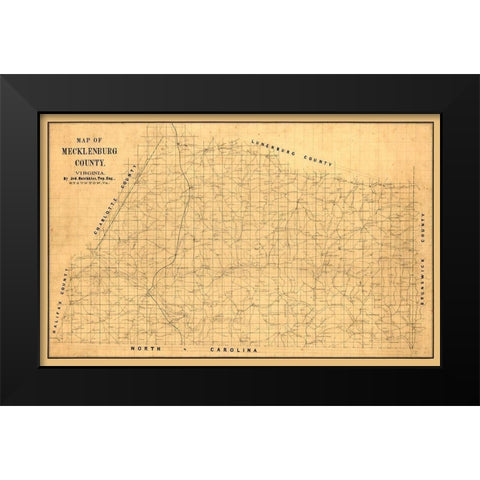 Macklenburg County Virginia -  Hotchkiss 1860 Black Modern Wood Framed Art Print by Hotchkiss