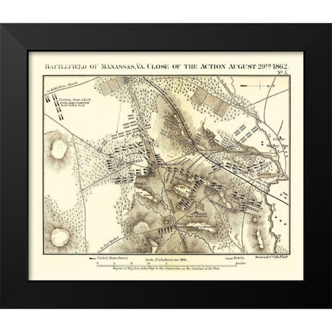 Manassas Virginia - Bowen 1866 Black Modern Wood Framed Art Print by Bowen