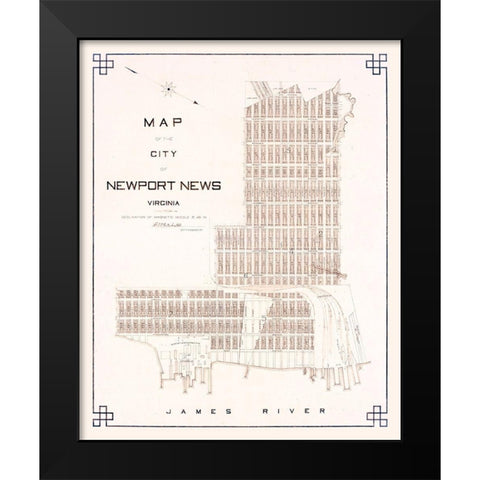 Newport News Virginia - Fitchett 1910 Black Modern Wood Framed Art Print by Fitchett