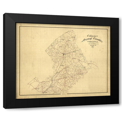 Orange County Virginia - Hotchkiss 1867 Black Modern Wood Framed Art Print with Double Matting by Hotchkiss