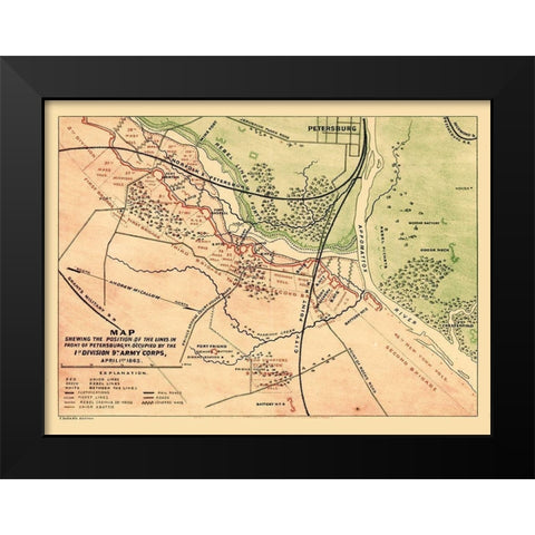 Petersburg Virginia - 1866 Black Modern Wood Framed Art Print by Unknown