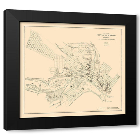 Richmond Virginia - Adams 1864 Black Modern Wood Framed Art Print with Double Matting by Adams