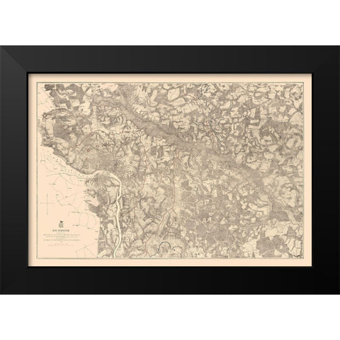 Richmond County Virginia - Michie 1867 Black Modern Wood Framed Art Print by Michie