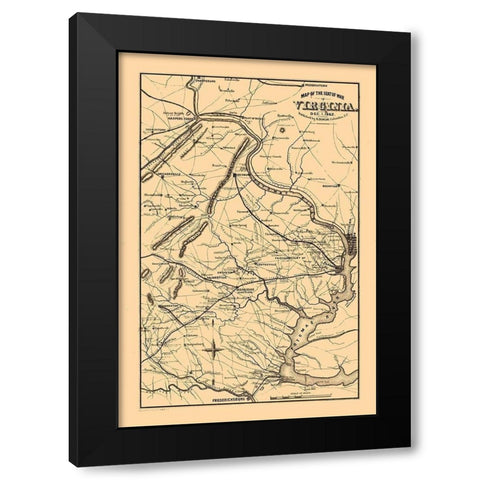 Seat of War Virginia - Duncan 1862 Black Modern Wood Framed Art Print by Duncan