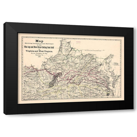 Virginia West Virginia - Hotchkiss 1888 Black Modern Wood Framed Art Print with Double Matting by Hotchkiss